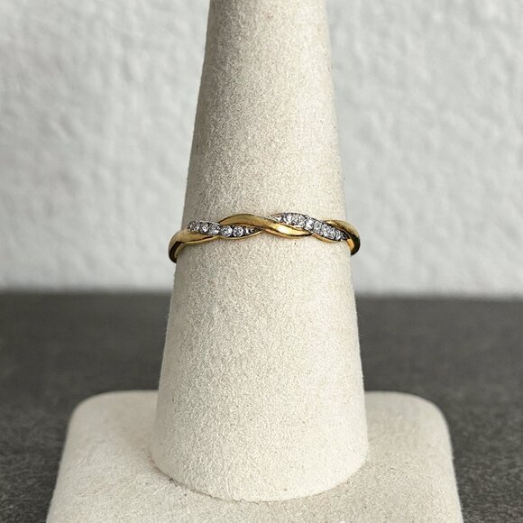 Vintage Delicate Gold and Pave Diamond Ring Size 8 EUC - Picture 1 of 7